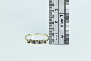 10K Sapphire Diamond Vintage Wedding Band Ring Yellow Gold