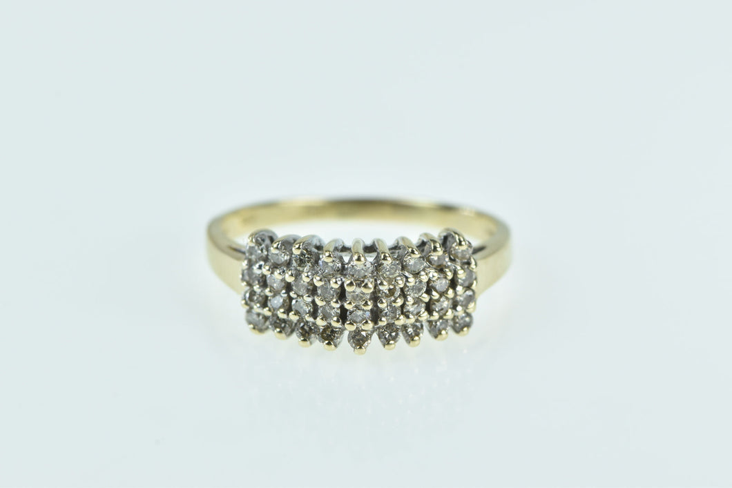 10K Vintage Squared Diamond Statement Ring Yellow Gold