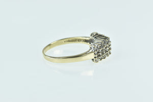 10K Vintage Squared Diamond Statement Ring Yellow Gold