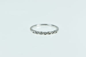10K Vintage Diamond Wavy Wedding Band Ring White Gold