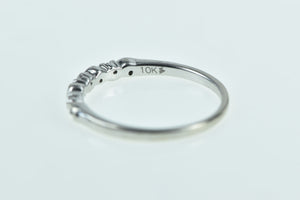 10K Vintage Diamond Wavy Wedding Band Ring White Gold