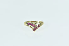 Load image into Gallery viewer, 14K Princess Ruby Vintage Chevron Band Ring Yellow Gold