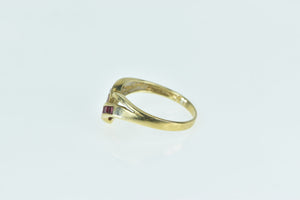 14K Princess Ruby Vintage Chevron Band Ring Yellow Gold