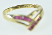 Load image into Gallery viewer, 14K Princess Ruby Vintage Chevron Band Ring Yellow Gold