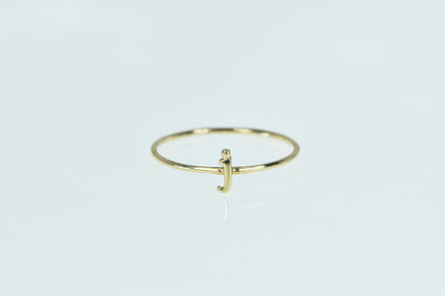 14K J Cursive Letter Initial Monogram Stackable Ring Yellow Gold