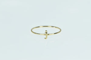 14K J Cursive Letter Initial Monogram Stackable Ring Yellow Gold
