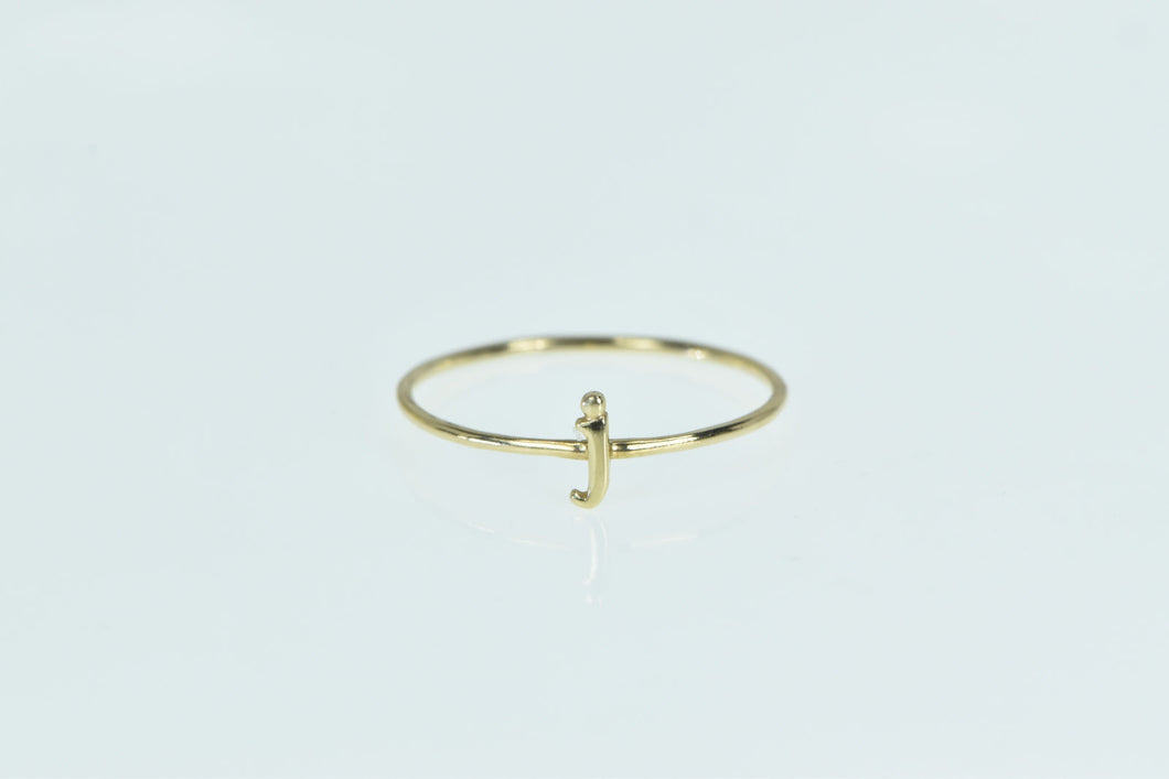 14K J Cursive Letter Initial Monogram Stackable Ring Yellow Gold