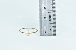 14K J Cursive Letter Initial Monogram Stackable Ring Yellow Gold