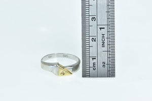 14K Two Tone Diamond Ribbon Statement Band Ring White Gold