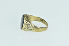 Load image into Gallery viewer, 9K Victorian Black Onyx Scroll Men&#39;s Ring Yellow Gold