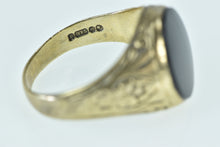 Load image into Gallery viewer, 9K Victorian Black Onyx Scroll Men&#39;s Ring Yellow Gold