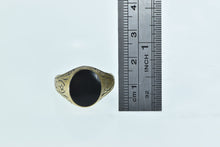 Load image into Gallery viewer, 9K Victorian Black Onyx Scroll Men&#39;s Ring Yellow Gold