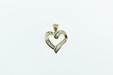 Load image into Gallery viewer, 14K Curvy Baguette &amp; Round Diamond Heart Pendant Yellow Gold