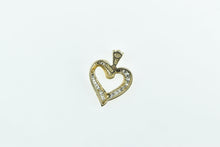 Load image into Gallery viewer, 14K Curvy Baguette &amp; Round Diamond Heart Pendant Yellow Gold