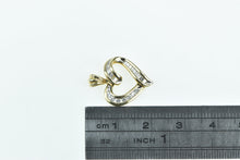 Load image into Gallery viewer, 14K Curvy Baguette &amp; Round Diamond Heart Pendant Yellow Gold