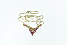 Load image into Gallery viewer, 14K Marquise Ruby Diamond Chevron Cluster Necklace 17.5&quot; Yellow Gold