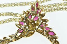 Load image into Gallery viewer, 14K Marquise Ruby Diamond Chevron Cluster Necklace 17.5&quot; Yellow Gold
