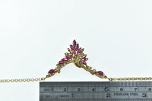 Load image into Gallery viewer, 14K Marquise Ruby Diamond Chevron Cluster Necklace 17.5&quot; Yellow Gold
