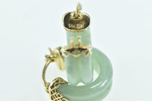 Load image into Gallery viewer, 14K 17.4mm Carved Jadeite Statement Hoop Earrings Yellow Gold