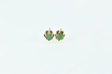 Load image into Gallery viewer, 14K Vintage Round Emerald Solitaire Stud Earrings Yellow Gold