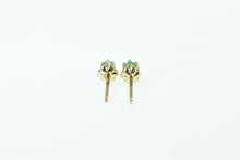 Load image into Gallery viewer, 14K Vintage Round Emerald Solitaire Stud Earrings Yellow Gold