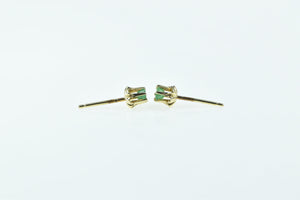 14K Vintage Round Emerald Solitaire Stud Earrings Yellow Gold