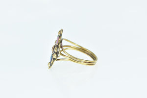 14K Retro Enamel Evil Eye Cluster Statement Ring Yellow Gold