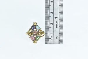 14K Retro Enamel Evil Eye Cluster Statement Ring Yellow Gold