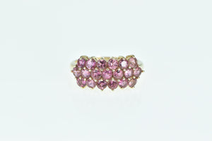 10K Pink Topaz Vintage Cluster Statement Ring Yellow Gold