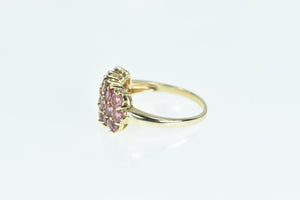 10K Pink Topaz Vintage Cluster Statement Ring Yellow Gold