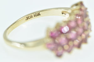 10K Pink Topaz Vintage Cluster Statement Ring Yellow Gold