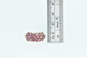 10K Pink Topaz Vintage Cluster Statement Ring Yellow Gold