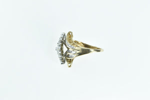 10K Vintage Marquise Diamond Cluster Bypass Ring Yellow Gold
