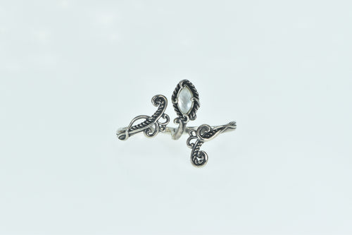 Sterling Silver Scroll Filigree Two Finger Wrap Vine Ring