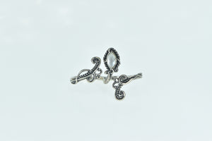 Sterling Silver Scroll Filigree Two Finger Wrap Vine Ring
