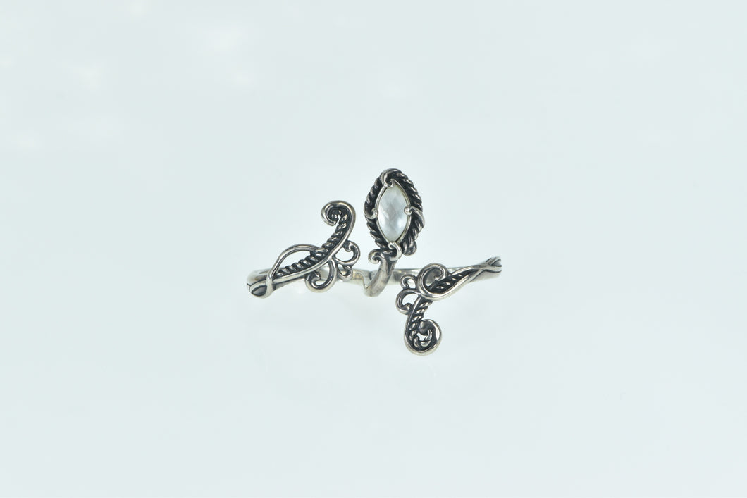 Sterling Silver Scroll Filigree Two Finger Wrap Vine Ring