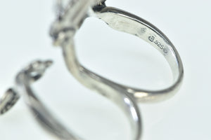 Sterling Silver Scroll Filigree Two Finger Wrap Vine Ring