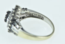 Load image into Gallery viewer, 10K Pear Black &amp; White Baguette Diamond Cluster Ring White Gold