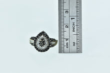 Load image into Gallery viewer, 10K Pear Black &amp; White Baguette Diamond Cluster Ring White Gold