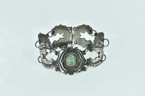 Sterling Silver Ornate Turquoise Southwestern Vintage Bracelet 6.5