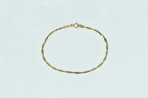 14K Vintage Herringbone Twist Chain Link Bracelet 6.75" Yellow Gold