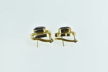 Load image into Gallery viewer, 18K Emerald Cut Amethyst Ornate French Clip Earrings Yellow Gold