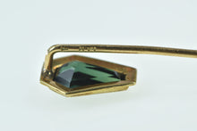 Load image into Gallery viewer, 14K Victorian Green Tourmaline Coffin Ornate Stick Pin Yellow Gold