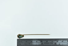 Load image into Gallery viewer, 14K Victorian Green Tourmaline Coffin Ornate Stick Pin Yellow Gold
