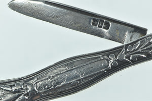 Sterling Silver Victorian Frank Engraved Utility Pocket Knife