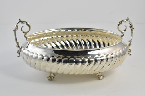 Sterling Silver Hazorfim Swirl Pattern Oval Bowl Serving Dish