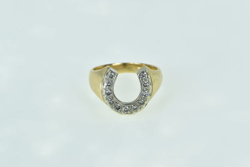 14K 0.33 Ctw Diamond Vintage Horseshoe Ring Yellow Gold
