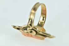 Load image into Gallery viewer, 14K Art Nouveau Carved Coral Ornate Cameo Ring Yellow Gold