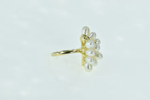Load image into Gallery viewer, 14K Vintage Pearl Diamond Swirl Cocktail Ring Yellow Gold