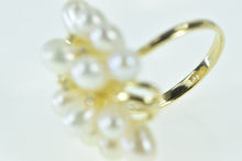 Load image into Gallery viewer, 14K Vintage Pearl Diamond Swirl Cocktail Ring Yellow Gold